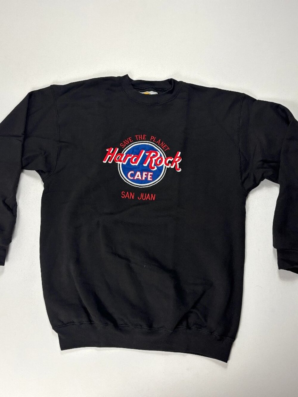 Vintage Hard Rock Cafe San Juan Crewneck Sweatshirt Black L Puerto Rico NWOT